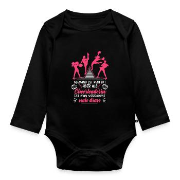 Cheerleading Cheerleaderin Niemand ist perfekt - Baby Bio-Langarm-Body - Schwarz - Vorne