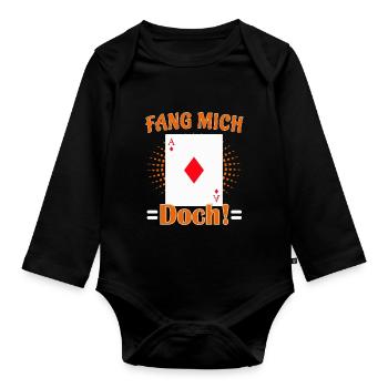 Doppelkopf Fuchs Fang mich doch! Kartenspiel - Baby Bio-Langarm-Body - Schwarz - Vorne