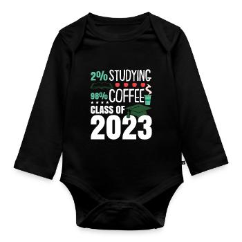 Café de la classe 2023 - Body Bébé bio manches longues - noir - Devant