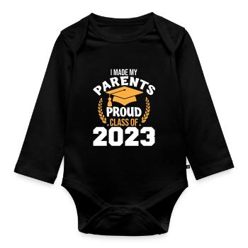 J’ai rendu mes parents fiers de la classe de 2023 - Body Bébé bio manches longues - noir - Devant