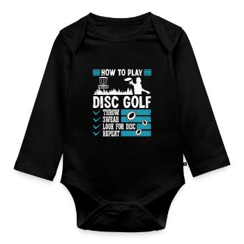 How to play Disc Golf - Organic Longsleeve Baby Bodysuit - black - Front