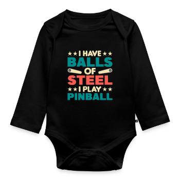 Flipper Retro Pinball Flipperautomat Bumper - Organic Longsleeve Baby Bodysuit - black - Front