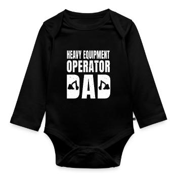 Conducteur d’excavatrice Daddy Cadeau - Body Bébé bio manches longues - noir - Devant
