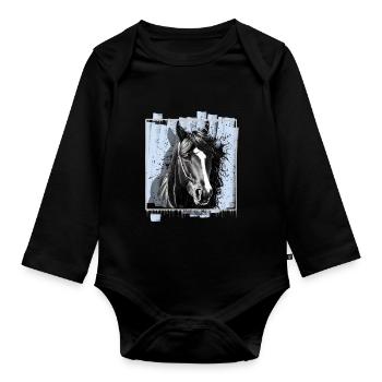 Cheval - Body Bébé bio manches longues - noir - Devant