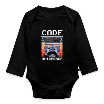 Code Whisperer Programmer Coding Coder - Organic Longsleeve Baby Bodysuit - black - Front