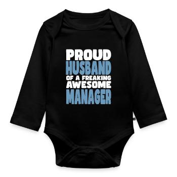 Stolze Ehefrau Eines Verdammt Guten Managers - Baby Bio-Langarm-Body - Schwarz - Vorne