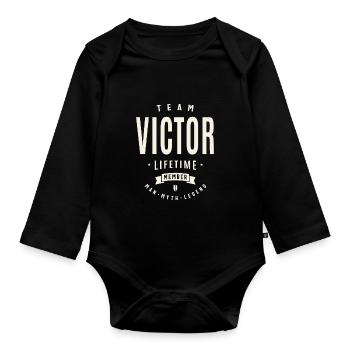 Membre à vie de l’équipe Victor - Body Bébé bio manches longues - noir - Devant
