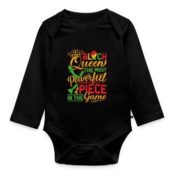 Pièce Black Queen dans le jeu - Body Bébé bio manches longues - noir - Devant