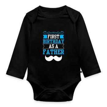Mon premier anniversaire en tant que père enceinte Dictons - Body Bébé bio manches longues - noir - Devant