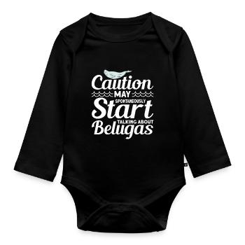 Beluga Whale Beluga Whale Whale Watching Dolphin Dolphin - Organic Longsleeve Baby Bodysuit - black - Front