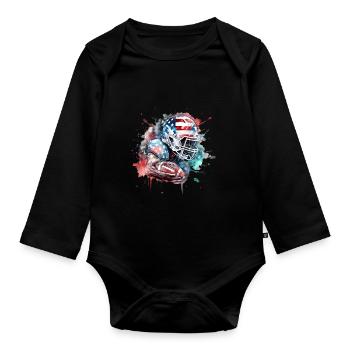 American Football Sport Present - Organic Longsleeve Baby Bodysuit - black - Front