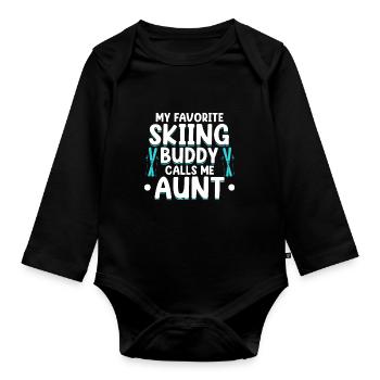 Skiing Buddy m’appelle Tante Ski Snow - Body Bébé bio manches longues - noir - Devant