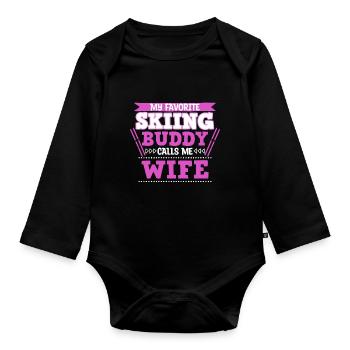 Skiing Buddy m’appelle femme Ski Snow - Body Bébé bio manches longues - noir - Devant