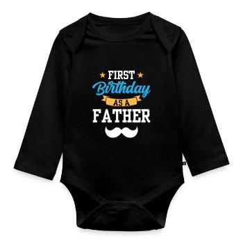 Erster Geburtstag Als Vater Papi Papa Party - Baby Bio-Langarm-Body - Schwarz - Vorne