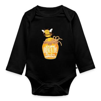 Ich liebe Bienen die kacken Aufstrich - Baby Bio-Langarm-Body - Schwarz - Vorne