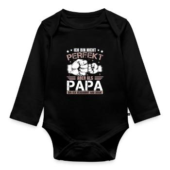 Papa Sprüche Vatertag 2023 - Baby Bio-Langarm-Body - Schwarz - Vorne
