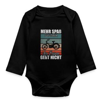 Vintage Moped Lustiger Mofa Spruch Mokick Retro - Baby Bio-Langarm-Body - Schwarz - Vorne