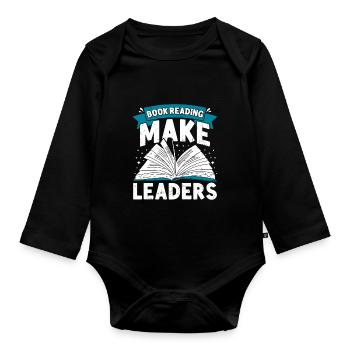 Book Reading Teacher Librarian Reader - Organic Longsleeve Baby Bodysuit - black - Front
