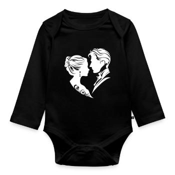 Ehepaar Hochzeit Silhouette - Baby Bio-Langarm-Body - Schwarz - Vorne