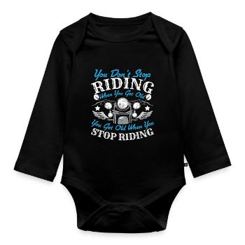 Motorcyclist Motorbike Biker Motorcycle - Organic Longsleeve Baby Bodysuit - black - Front