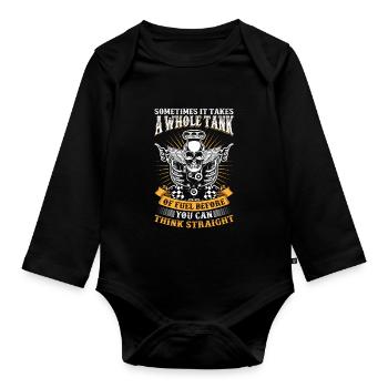 Biking Motorcycle Motorcyclist Biker - Organic Longsleeve Baby Bodysuit - black - Front