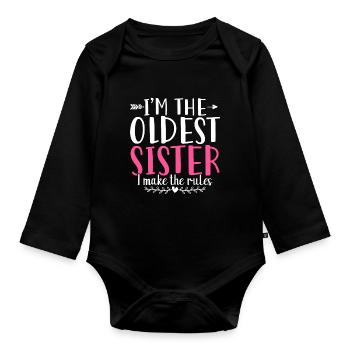 Im The Oldest Sister I Make The Rules - Organic Longsleeve Baby Bodysuit - black - Front