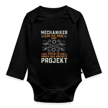 KFZ Mechaniker sind nie müde Schrauber Geschenk - Baby Bio-Langarm-Body - Schwarz - Vorne