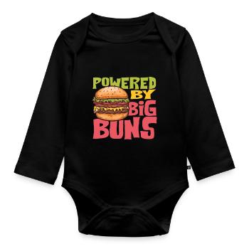 Angetrieben von großen Brötchen - Baby Bio-Langarm-Body - Schwarz - Vorne