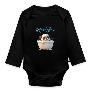 Funny Dog Motif Pet Dog Lingerie - Organic Longsleeve Baby Bodysuit - black - Front