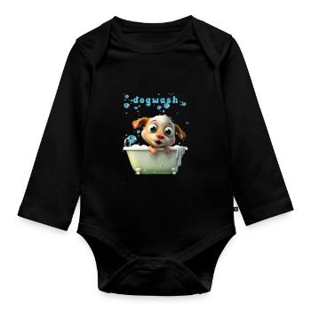 Funny Dog Motif Pet Dog Lingerie - Organic Longsleeve Baby Bodysuit - black - Front