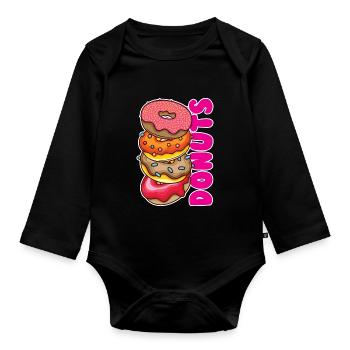 Donuts - Baby Bio-Langarm-Body - Schwarz - Vorne