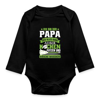 Lustiges Männertag Papa Vatertagsgeschenk - Baby Bio-Langarm-Body - Schwarz - Vorne