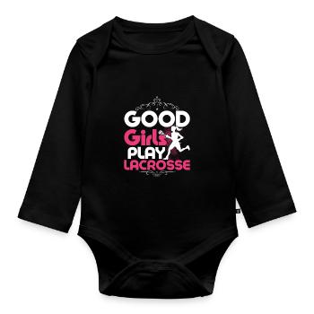 Good Girls Play Lacrosse Lifestyle Player - Organic Longsleeve Baby Bodysuit - black - Front