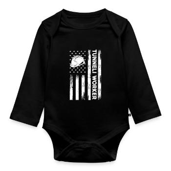 USA Flag Tunnel Workers America - Organic Longsleeve Baby Bodysuit - black - Front