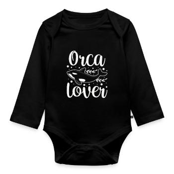Orca Lovers Orcas Whale Protect Sea - Organic Longsleeve Baby Bodysuit - black - Front