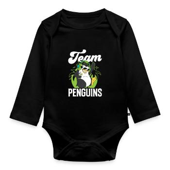 Team Penguins Lover Cute Penguin Animal - Body Bébé bio manches longues - noir - Devant