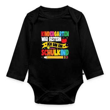 Ich bin ein Schulkind - Baby Bio-Langarm-Body - Schwarz - Vorne