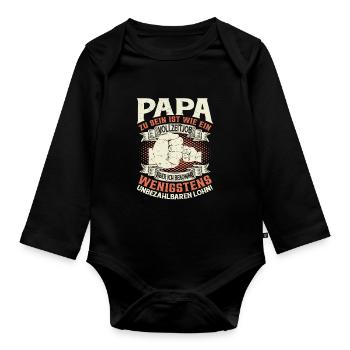 Papa Sprüche Vatertag - Baby Bio-Langarm-Body - Schwarz - Vorne
