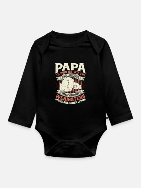 Papa Sprüche Vatertag - Baby Bio-Langarm-Body - Schwarz