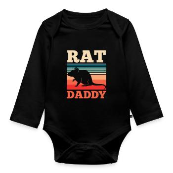 Rattenpapa Ratte Papa Liebhaber Süß Ratten Tier - Baby Bio-Langarm-Body - Schwarz - Vorne