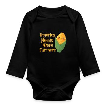 Funny Farmer Funny Farming Tractor Country Life - Organic Longsleeve Baby Bodysuit - black - Front
