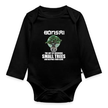 Bonsai Japan Silhouette Gardener Gardening Lover - Organic Longsleeve Baby Bodysuit - black - Front