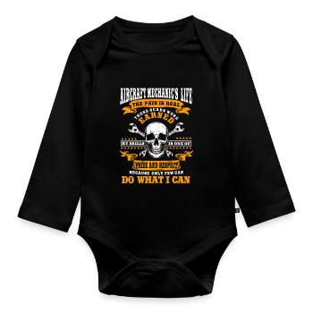 Awesome Airplane Mechanic Costume - Organic Longsleeve Baby Bodysuit - black - Front
