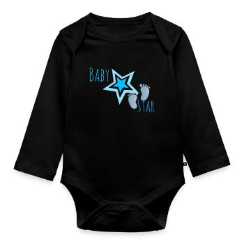 baby star garcon - Body Bébé bio manches longues - noir - Devant
