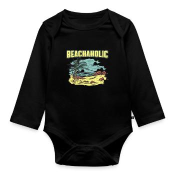 Vacances d’été et de Palm Beach amusantes - Body Bébé bio manches longues - noir - Devant