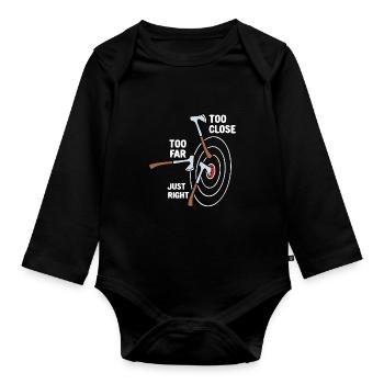 Zu nah zu weit genau richtig Axtwerfen - Baby Bio-Langarm-Body - Schwarz - Vorne