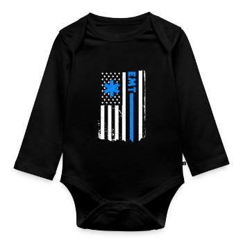 USA Emergency Paramedic America - Organic Longsleeve Baby Bodysuit - black - Front