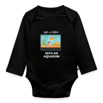 Das Leben ist besser mit einem Aquarium - Baby Bio-Langarm-Body - Schwarz - Vorne