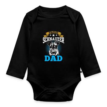 Stolzer Schnauzer Papa Haustier Hund Schnauzers - Baby Bio-Langarm-Body - Schwarz - Vorne