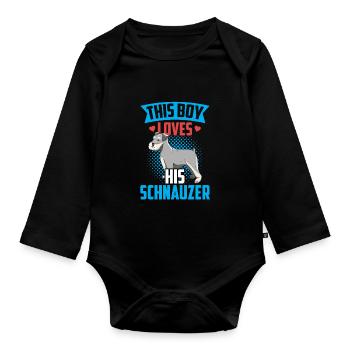 Ce garçon aime ses Schnauzer Schnauzers - Body Bébé bio manches longues - noir - Devant